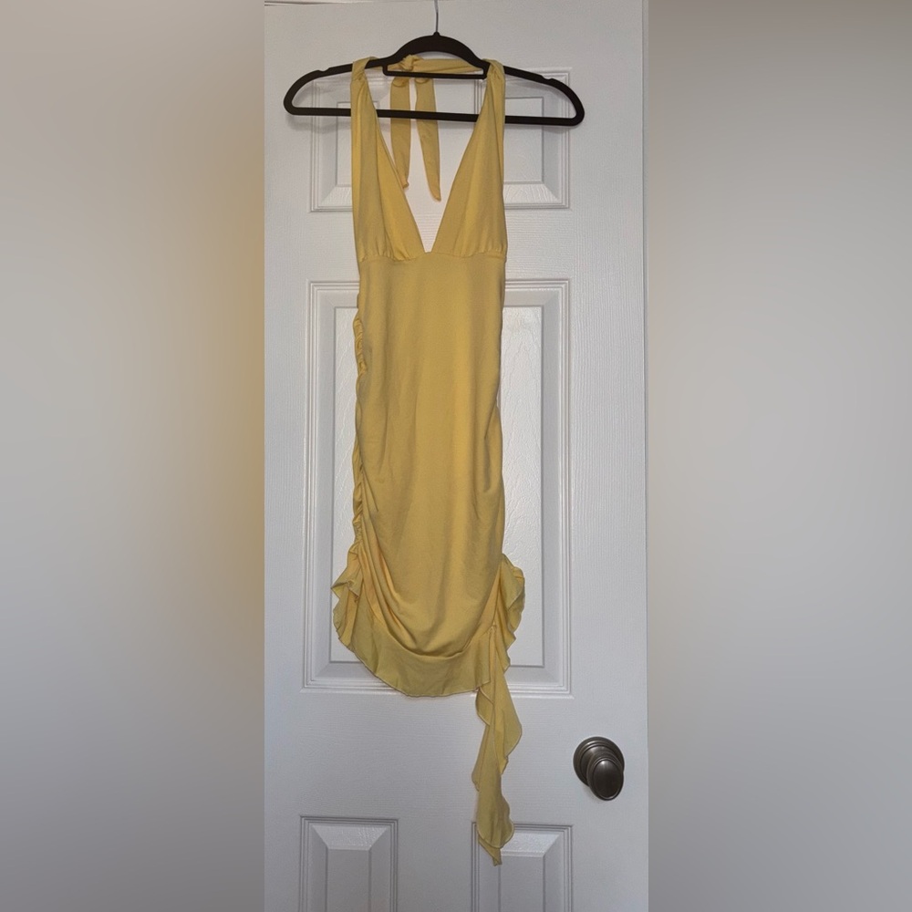 SHEIN Yellow Ruched Mini Dress - Picture 3 of 5